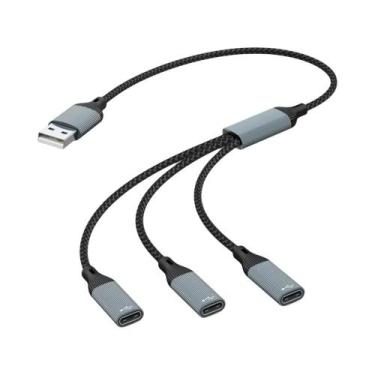 Imagem de Hub USB Tipo C 3 Em 2 Portas Adaptador De Transferência De Dados E Car