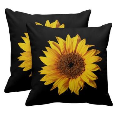 Imagem de Capa de travesseiro Emvency Girassol Amarelo Preto Poliéster 45x45cm
