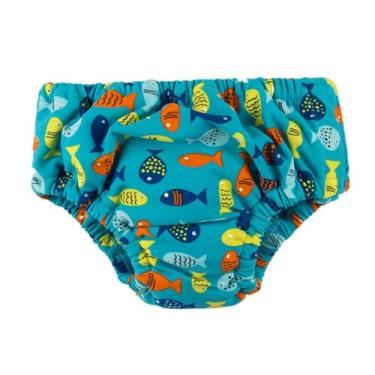 Imagem de Pulpo Fralda de Piscina Reutilizável Bebê 6 a 24 Meses (Verde Peixinhos, 24 meses)