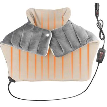 Imagem de ZONETECH Cobertor De Aquecimento Elétrico Para Pescoço, Ombros E Costas, Almofada Elétrica Aquecida 12 Volts Alívio Da Dor, Desligamento Automático 45 Minutos, Presentes Natal Mul