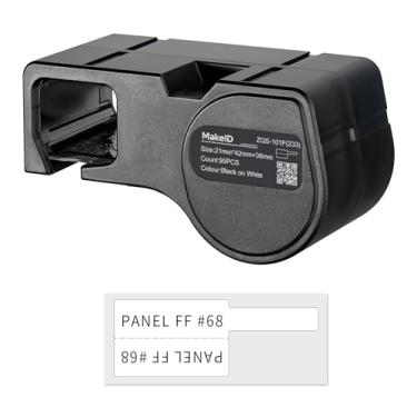 Imagem de MakeID Cartucho de etiqueta PET T-Flag/P-Flag para etiquetagem de cabos e fios internos/externos, preto sobre branco - para impressora de etiquetas D50