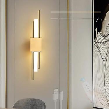 Imagem de GZZBMY Lâmpadas de parede LED reguláveis com controle remoto Bateria Arandelas USB Carregáveis Iluminação de parede interna moderna com interruptor Magnético para sala de estar quarto corredor escada