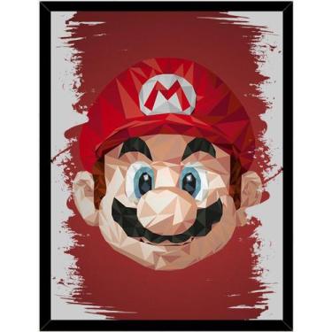 Imagem de Pintura decorativa Mario Bros 30x40cm Moldura de madeira - Lightbek Of