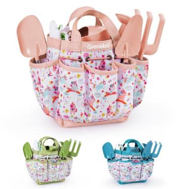 Imagem de Conjunto de jardinagem Grenebo Kids com pás, chapéu, ancinho, avental 