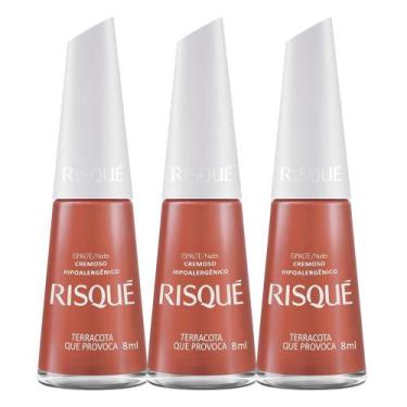 Imagem de Kit 3 Esmalte Risqué Cor Terracota que Provoca com 8ml