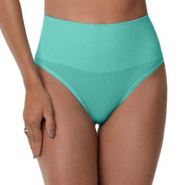 Imagem de Calcinha Cós Alto Rib sem Costura Verde Turquesa Zee Rucci, M