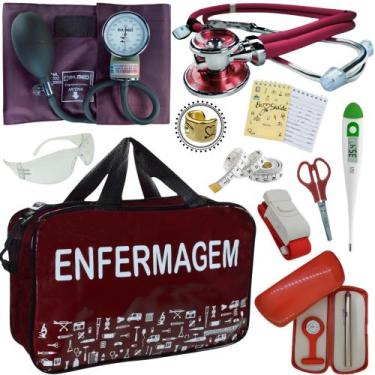 Imagem de Kit Enfermagem Top Cores Premium Completo Estagio - Love Saude, VINHO 