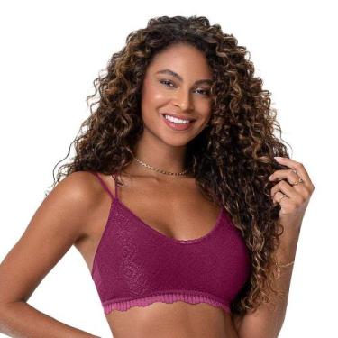 Imagem de Top com Renda e Bojo Removível sem Costura Marsala Zee Rucci, G