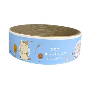 Imagem de Gralara Arranhador para gatos, brinquedo de treinamento, placa de papelão, arranhador resistente e ondulado, almofada para arranhar gatos, sala de brincar, Azul