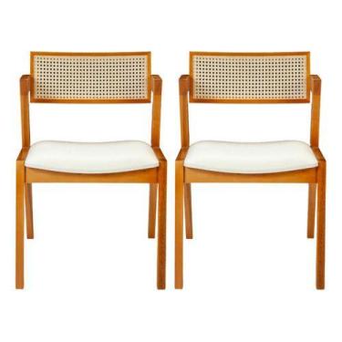 Imagem de Kit 2 Cadeiras Encosto Telinha Com Braço Mesa Cozinha - NobreAssento, 