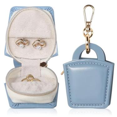Imagem de Porta-joias de viagem, mini estojo de joias, portátil, academia, esportes, brincos, colar, armazenamento de anel, Azul, Moderno