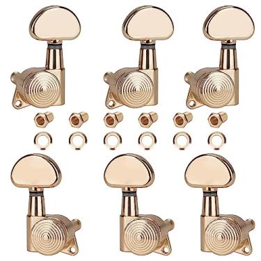 Imagem de Afinadores de guitarra JIN HO com bloqueio 3L3R Afinadores de guitarra com bloqueio de teclas de afinação e pinos cabeças de máquina 1:19 para guitarra acústica folk elétrica estilo Les Paul SG (ouro)