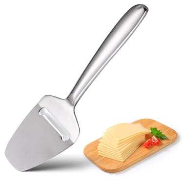 Imagem de AYAWOW Cortador de queijo de aço inoxidável, ferramenta portátil multifuncional para todos os queijos, prata, lavável na lava-louças, cortador resistente, barbeador, servidor para cozinha