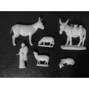 Imagem de Presépio De Natal Escala 1:50 Diorama Maquete Ovelhas Jesus 1/48 branco Camelo Burrinho Manjedoura Maria (B)