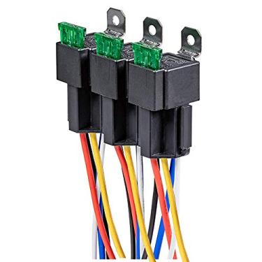 Imagem de Gebildet 3 Peças 12V Relé Fusível Interruptor 12 AWG Conjunto de Arreios com Construído-em Diodo - 30A ATO/ATC Fusível de Lâmina, 5 Pinos SPDT Relés Elétricos Automotivos