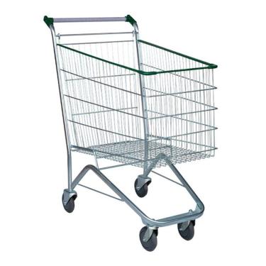 Imagem de Carrinho de Supermercado Compras Tubular Zincado Cesto 180L