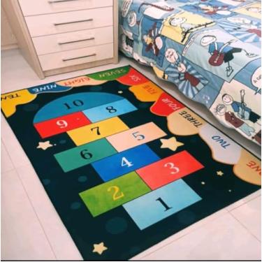 Imagem de Tapete Infantil Antialérgico para Quarto 1,00x1,40 Verde Amarelinho Caminho