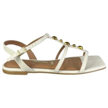 Imagem de Sandália Rasteira Feminina Vizzano – Caminho de Ouro, Conforto, Leve e Uso Diário – Moderna e Estilosa (Branco Off, BR, Adulto, Numérico, 35)