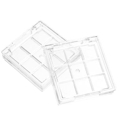 Imagem de Veemoon Paleta de batom de maquiagem vazia, 2 peças, estojo de sombra de plástico de 9 grades, portátil, faça você mesmo, recipientes de maquiagem, organizadores de distribuição de batom, caixas de
