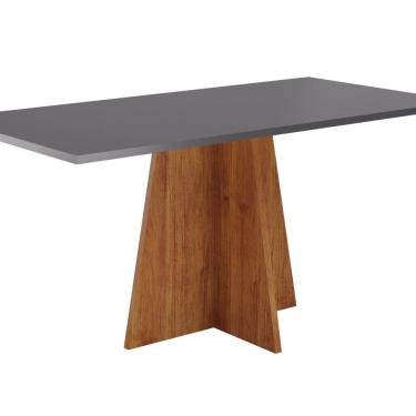 Imagem de Mesa de Jantar 6 Lugares Retangular Tampo de Mdp Jacarta Mel/Cinza
