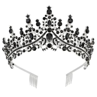 Imagem de Tiara COCIDE: coroas pretas para mulheres e meninas, strass de cristal