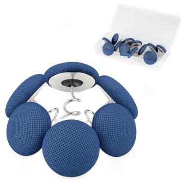 Imagem de Tachinhas decorativas de estofamento com cabeças de pano, pinos torcidos para capas, saias de cama, instalação de forro de cabeça (24, azul escuro)