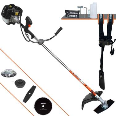 Imagem de Roçadeira Multifuncional Terra GRH520 À Gasolina 52cc 2,5HP Com Carretel Nylon + Lâmina 2 Pontas + Lâmina 80 Dentes + Escova Circular de Aço 38 Cerdas