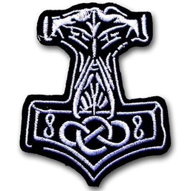 Imagem de NeatPatch Thor Hammer Patch bordado nórdico Mjolnir Deus Odin Celta Valhalla Emblema Emblema Logotipo Colete Jaqueta Chapéu Moletom com Capuz Mochila Patch Ferro