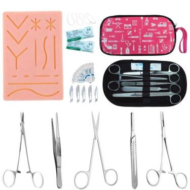 Imagem de Kit Simulador Pele Pinça Tesoura Iris Cabo - Love Saude, ROSA