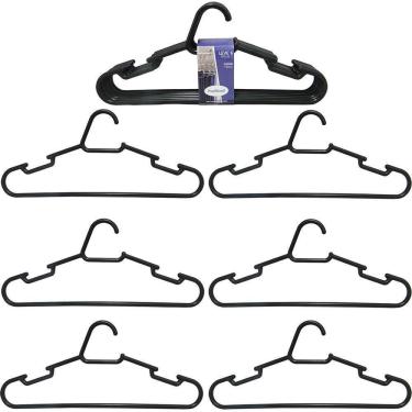 Imagem de Cabide Roupa Acrilico Heavy Cava Preto 6 Pecas 42X18Cm 8Mm