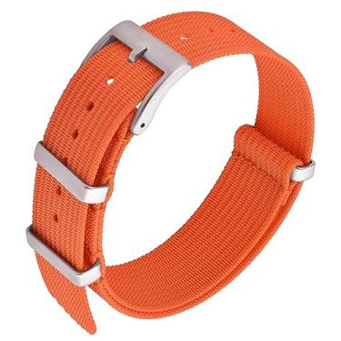 Imagem de JWNSPA Pulseira de relógio de nylon premium – Balística Militar Impermeável – Fivela de Aço Inoxidável Pulseiras de Relógio de Substituição para Homens Mulheres 20 mm 22 mm (20 mm, Laranja)