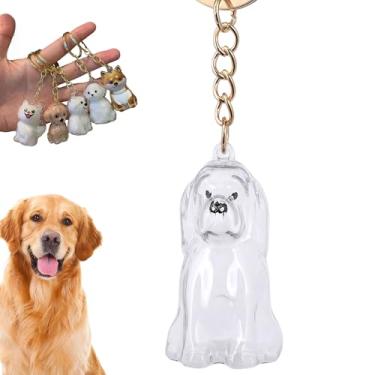 Imagem de YUSAVHO Chaveiro de colecionador de pelos de cachorro, lembrança memorial de animais de estimação, caixa de medalhão de pelo de animais de estimação, pingente de pelo de cachorro transparente