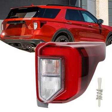 Imagem de Tipo EUA Luz traseira preta caixa (inclui parafusos) montagem compatível com 2020-2023 Ford Explorer ST/ST lâmpada traseira incluída parafuso prisioneiro com rosca lado do passageiro direito FO2801276