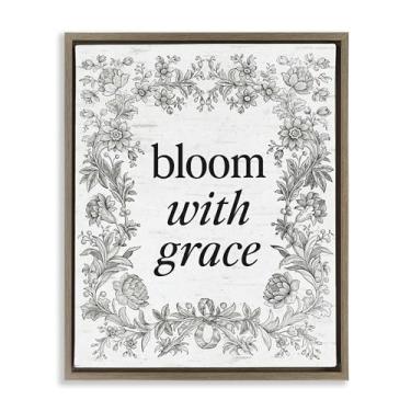 Imagem de Stupell Industries Arte de parede em tela flutuante marrom com borda vintage Bloom with Grace, design por Lettered and Lined, 78 x 63 cm