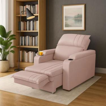 Imagem de Poltrona Srj Papai Retrátil Reclinável Veludo Porta Copos - SRJ MÓVEIS