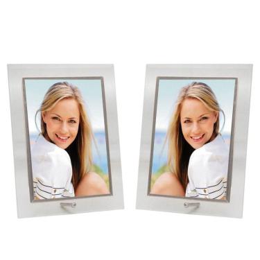 Imagem de Conjunto 2 Porta-retratos Vidro Reto Prime Borda Prata 10x15 Vertical ? Tuut