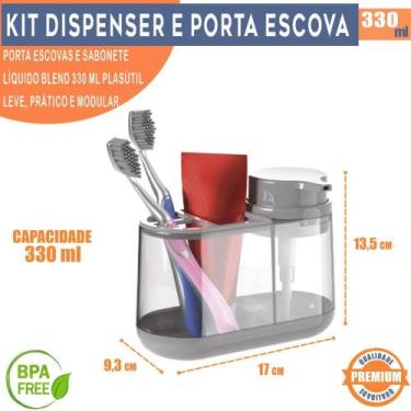 Imagem de Dispenser Sabonete Líquido com Porta Escova e Creme Dental Organizador