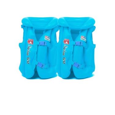 Imagem de Kit 2 Boia Inflavel Colete Infantil Piscina Praia Verão Agua (Azul)