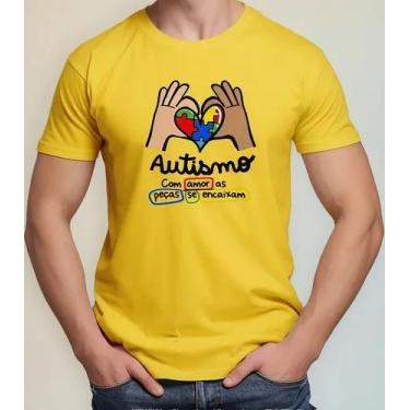 Imagem de Camiseta Camisa Algodão Feminina Masculina Adulto Campanha Abril Azul 