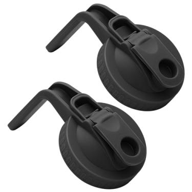 Imagem de 2 peças de frasco de vidro de boca larga com tampa de bico hermético com alça, transforma seu pote de vidro em jarra, tampa flip durável sem BPA, fácil de limpar, ajuste para potes de conserva (preto