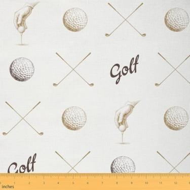 Imagem de Tecido decorativo de golfe por The Yard Ball Sports Game Lovers Tecido de estofamento para ambientes internos e externos Cinza Marrom Esboço Golfe para Quilting Costura Artes DIY Artesanato, 2 jardas
