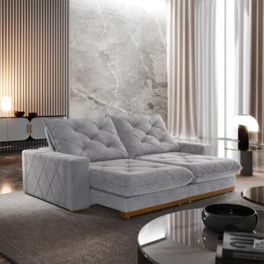 Imagem de Sofá Retrátil Muzambinho 2,50M 4 Lugares Molas Ensacadas TXR, Prata