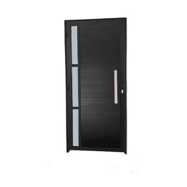 Imagem de Porta Lambril com Puxador e Vidro Lateral Alumínio Branco ou Preto Lin