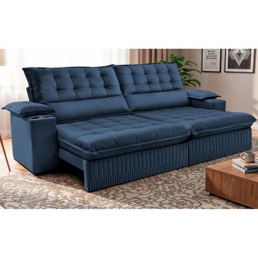 Imagem de Sofá Retrátil e Reclinável 2,40m Molas Ensacadas Dream. Velusoft Cama inBox