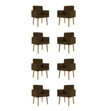 Imagem de Kit 08 Poltronas Nina Decorativa Para Recepção Courino Cor:courino Marrom