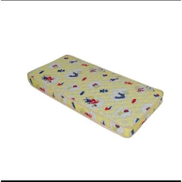 Imagem de Colchão Infantil para Berço, Espuma Confortável, Amarelo com Estampas Náuticas e Ursinhos, 90x60x10 cm, Ideal para Berço e Chiqueirinho