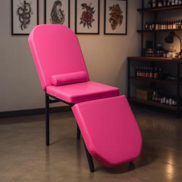 Imagem de Maca Fixa 3 Posições Reclinável Tatuagem Estética Massagem Compact (Rosa)