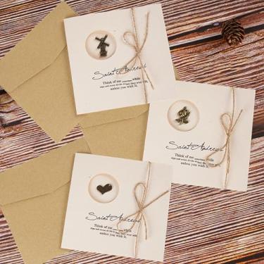 Imagem de 3 pacotes de cartões e envelopes em branco vintage, inclui cartões comemorativos, envelopes Kraft, acessórios retrô, corda, adesivos, ótimo para bricolage, convite, festa de aniversário