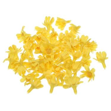 Imagem de Cabeças de flores artificiais de girassol de 2,5 cm, pacote com 50 cabeças de flores falsas de girassol de seda para decoração de buquê floral de casamento, faça você mesmo, amarelo