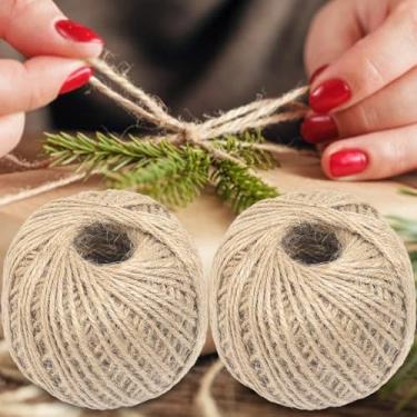 Imagem de Rolo de corda de cânhamo de juta vintage, 100 m, artesanato, artesanato, juta, jardinagem, decoração de festa de casamento, G (9,5 x 9,5 x 7 cm)